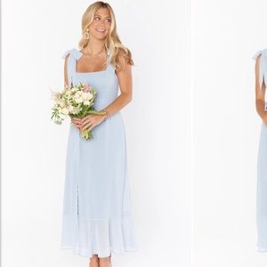 Claire midi dress steel blue chiffon